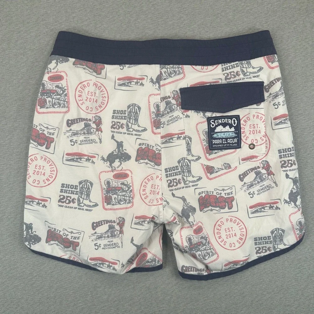 Sendero Provisions Shorts Mens 31 Spirit of the West Graphic Lined Swim Surf AOP